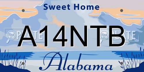 A14NTB Alabama License Plate