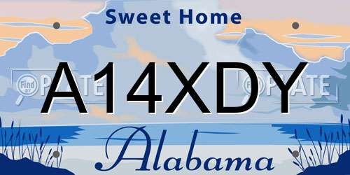 A14XDY Alabama License Plate