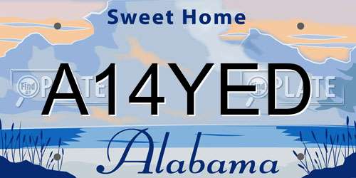 A14YED Alabama License Plate
