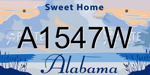 A1547W Alabama License Plate