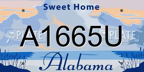 A1665U Alabama License Plate