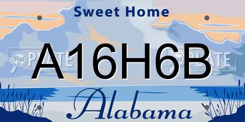 A16H6B Alabama License Plate