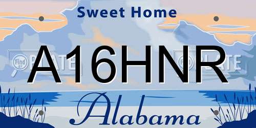 A16HNR Alabama License Plate