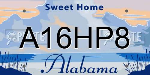 A16HP8 Alabama License Plate
