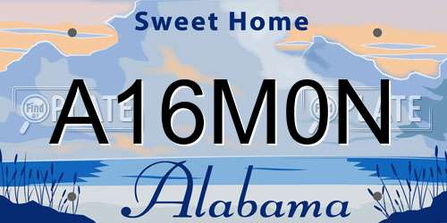 A16M0N Alabama License Plate