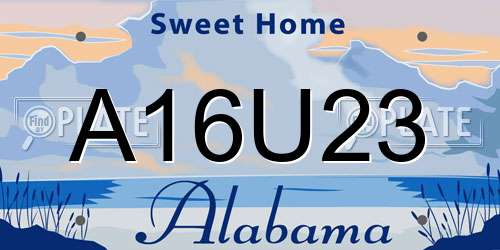 A16U23 Alabama License Plate