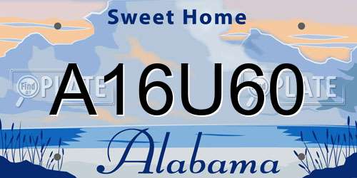 A16U60 Alabama License Plate