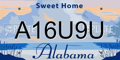 A16U9U Alabama License Plate
