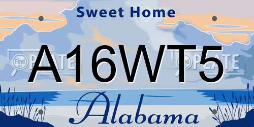 A16WT5 Alabama License Plate