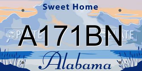 A171BN Alabama License Plate