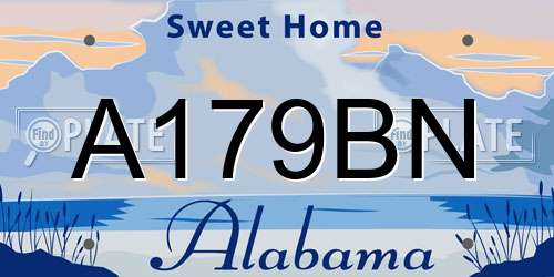 A179BN Alabama License Plate
