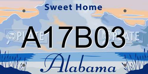 A17B03 Alabama License Plate