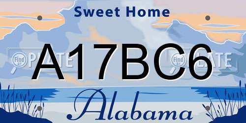 A17BC6 Alabama License Plate