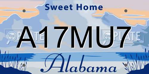 A17MU7 Alabama License Plate