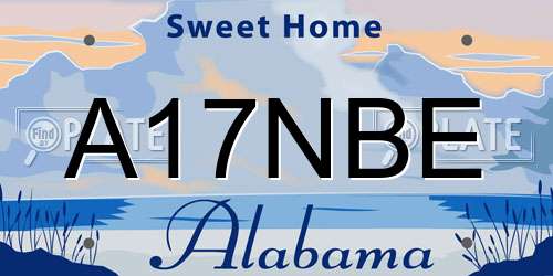 A17NBE Alabama License Plate