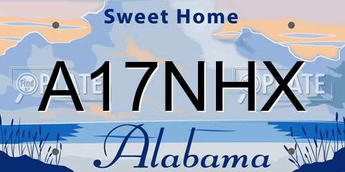A17NHX Alabama License Plate