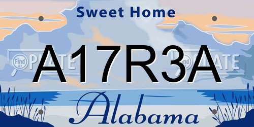 A17R3A Alabama License Plate
