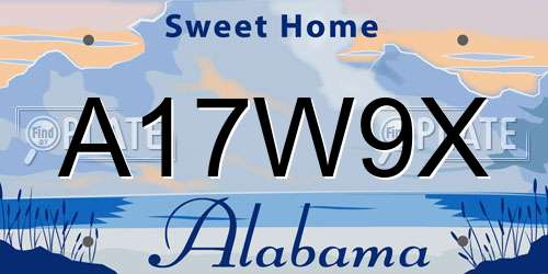 A17W9X Alabama License Plate