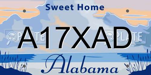 A17XAD Alabama License Plate