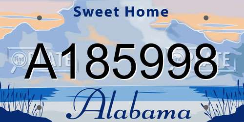 A185998 Alabama License Plate