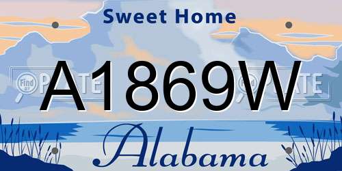 A1869W Alabama License Plate