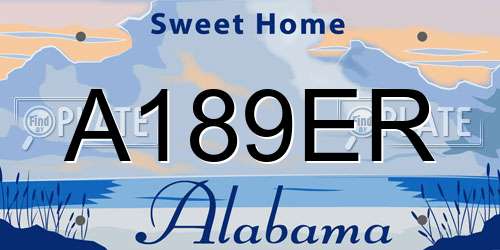 A189ER Alabama License Plate