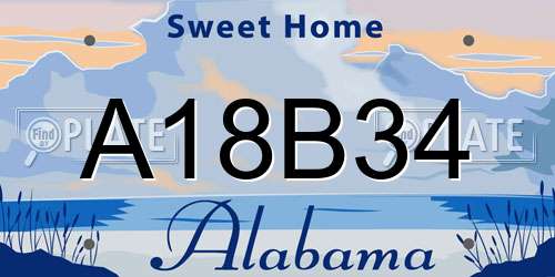 A18B34 Alabama License Plate