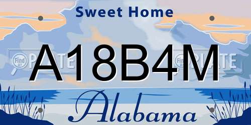 A18B4M Alabama License Plate