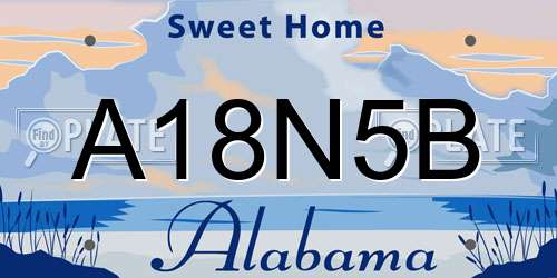 A18N5B Alabama License Plate