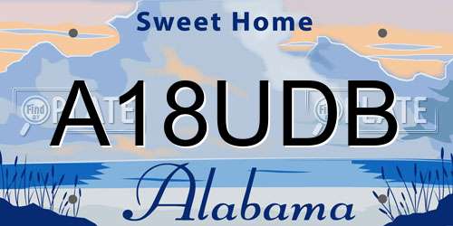 A18UDB Alabama License Plate