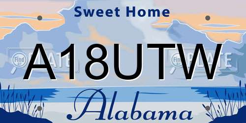 A18UTW Alabama License Plate