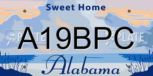 A19BPC Alabama License Plate