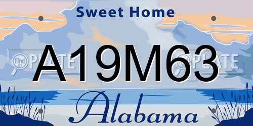 A19M63 Alabama License Plate