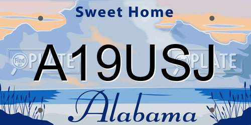 A19USJ Alabama License Plate