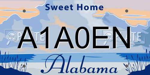 A1A0EN Alabama License Plate