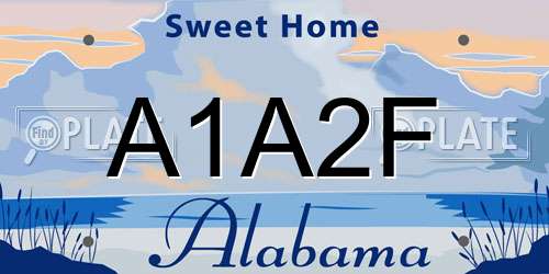 A1A2F Alabama License Plate