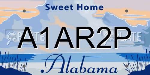 A1AR2P Alabama License Plate
