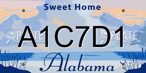 A1C7D1 Alabama License Plate