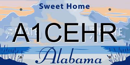 A1CEHR Alabama License Plate