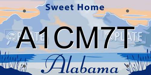 A1CM7T Alabama License Plate
