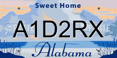 A1D2RX Alabama License Plate