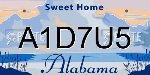 A1D7U5 Alabama License Plate