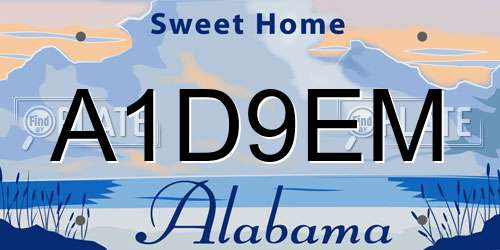 A1D9EM Alabama License Plate