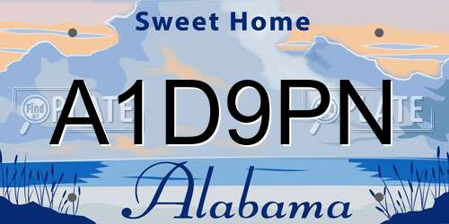 A1D9PN Alabama License Plate