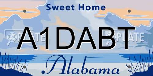 A1DABT Alabama License Plate