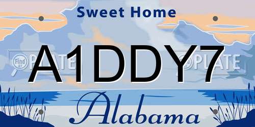 A1DDY7 Alabama License Plate