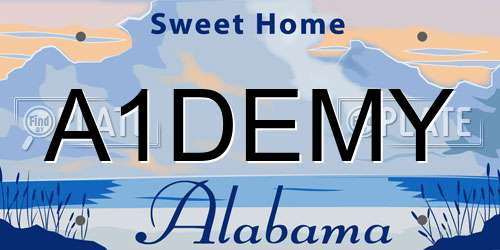 A1DEMY Alabama License Plate