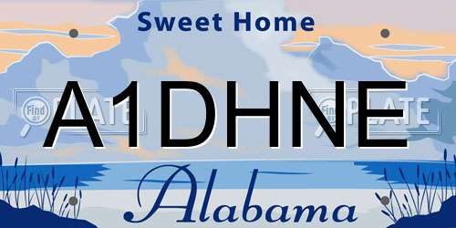 A1DHNE Alabama License Plate