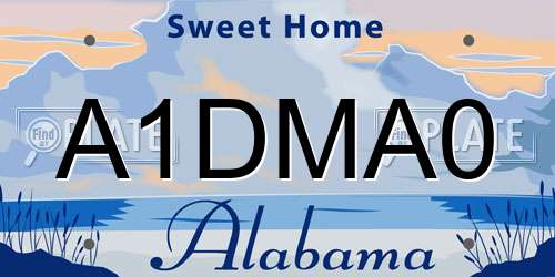 A1DMA0 Alabama License Plate