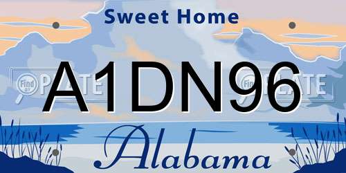 A1DN96 Alabama License Plate